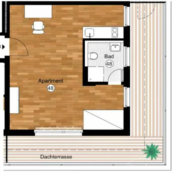 23164 HomeCompany Dresden Möbliert/Furnished Studio Dachgeschoß-Apartment in Dresden-Strehlen/Uninähe mit Terrasse! max. 2 Personen