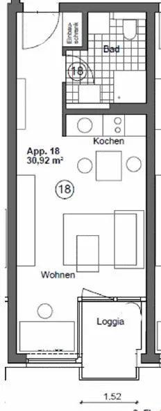 1373418 HomeCompany Dresden Möbliert/Furnished Studio Apartment mit Balkon in Dresden-Neustadt max. 2 Personen