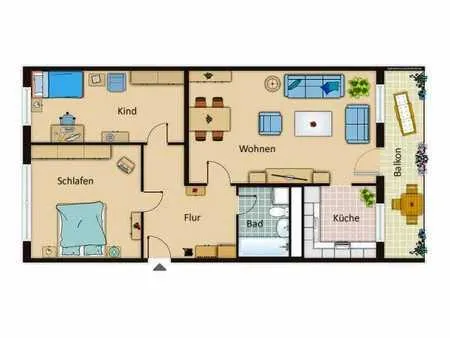 20147 HomeCompany Dresden Möbliert/Furnished 3-Zimmer Wohnung mit 2 Schlafzimmer mit Balkon in Dresden-Strehlen max. 4 Personen