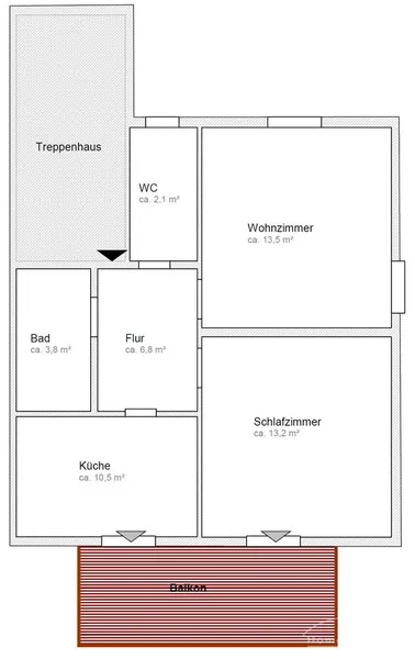 12057 HomeCompany Dresden Möbliert/Furnished 2-Zimmer Apartment mit Balkon in Dresden-Gruna max. 1 Person
