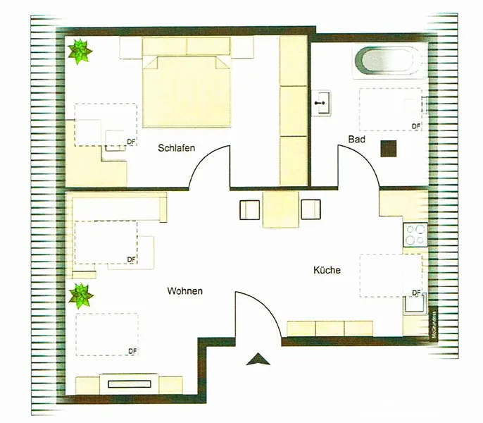 12105 HomeCompany Dresden Möbliert/Furnished 2-Zimmer Dachgeschoß Apartment in Wilsdruffer Vorstadt/Seevorstadt-West max. 2 Personen