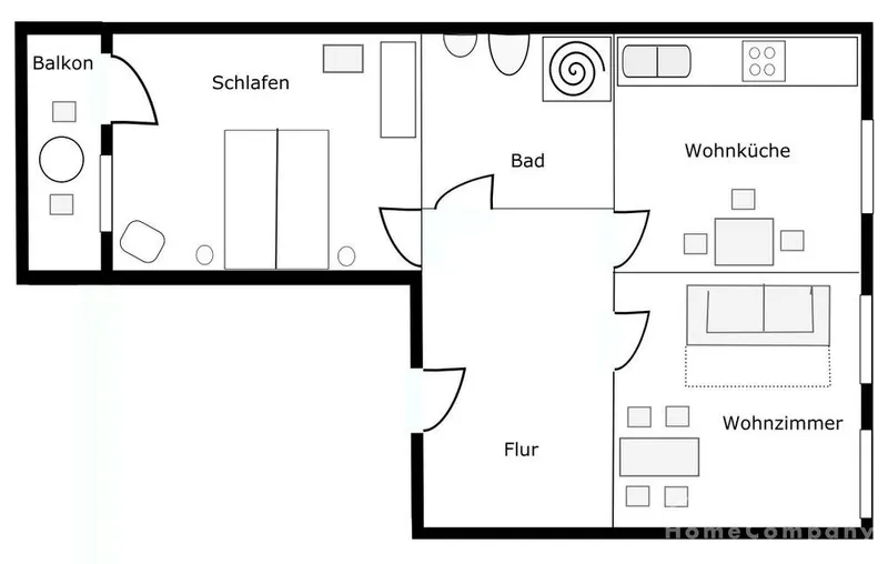 17709 HomeCompany Dresden Möbliert/Furnished 2-Zimmer Apartment mit Balkon in Dresden-Neustadt max. 3 Personen