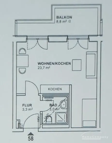 26055 HomeCompany Dresden Möbliert/Furnished 1-Zimmer Apartment in Dresden-Hafencity mit Balkon max. 2 Personen