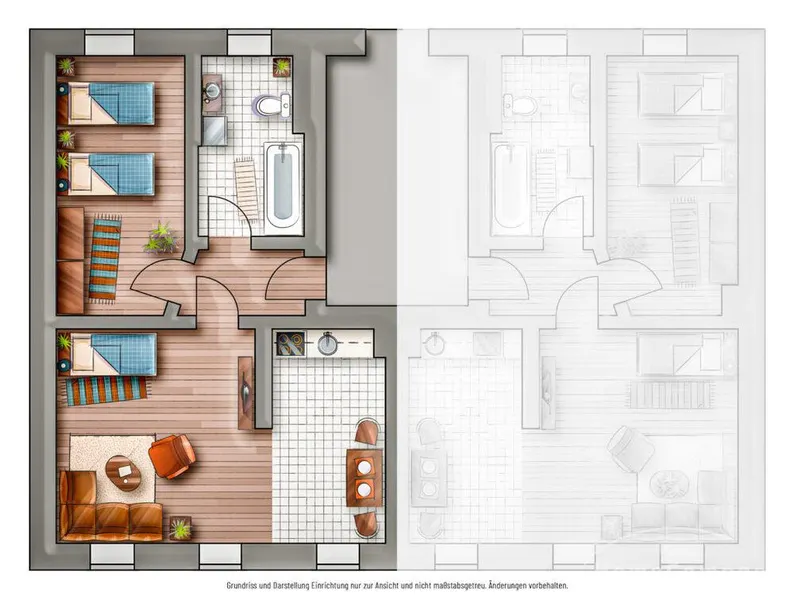 27860 HomeCompany Möbliert/Furnished 2-Zimmer Apartment in Leipzig-Lindenthal max. 3 Personen