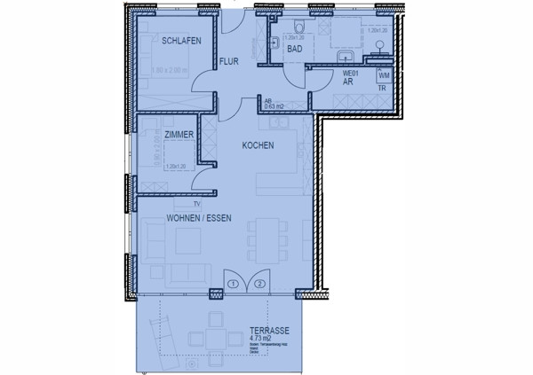 Grundriss Wohnung 1