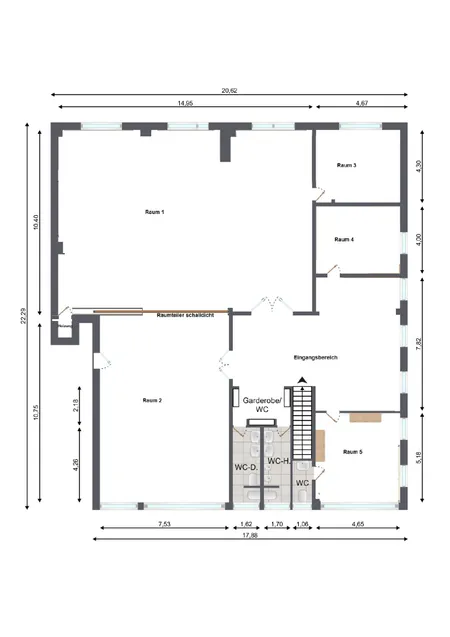 Grundriss Gewerbefläche für 1 OG