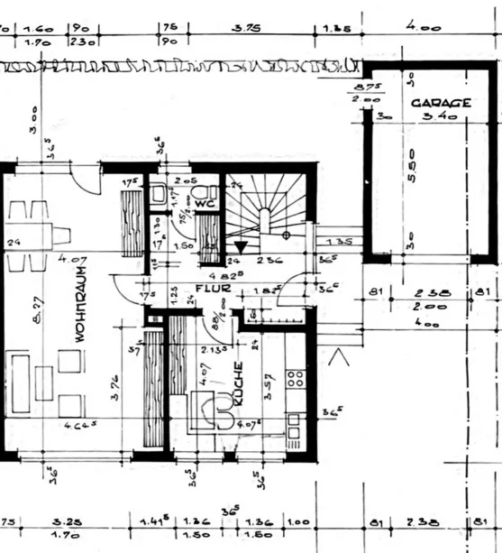 Grundriss Erdgeschoss mit Garten und Garage