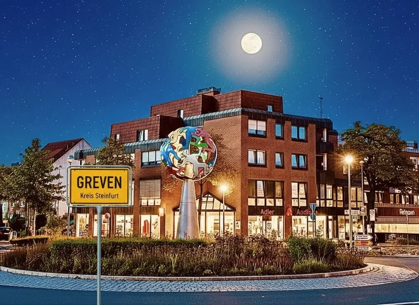 Greven Kreisverkehr Nacht