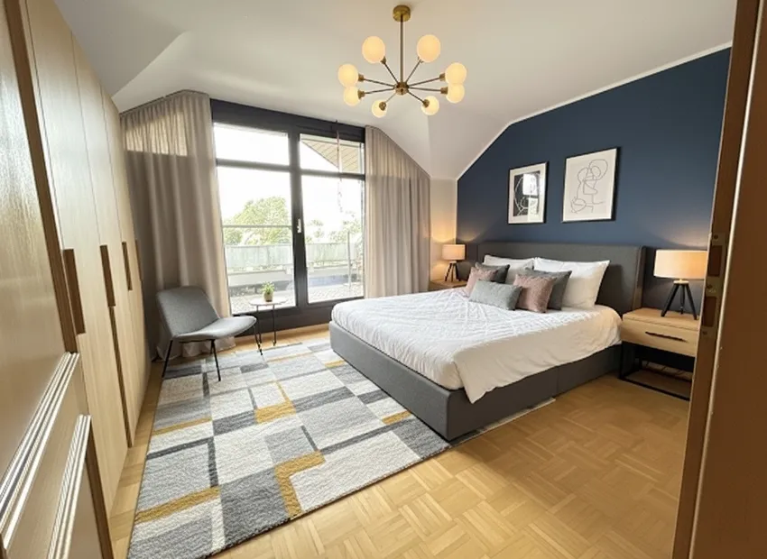 Elternschlafzimmer mit Balkon visualisiert