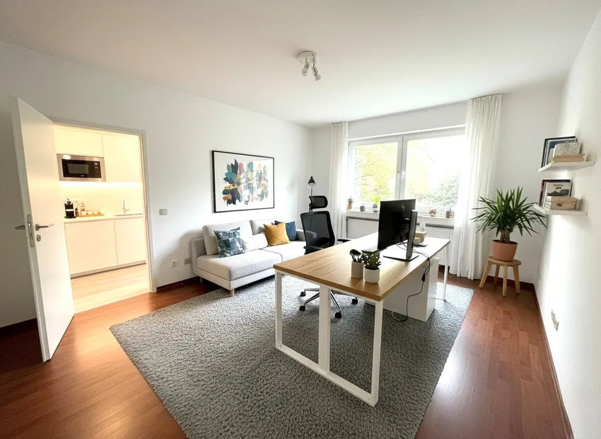 Anbau Büro mit Teeküche visualisiert