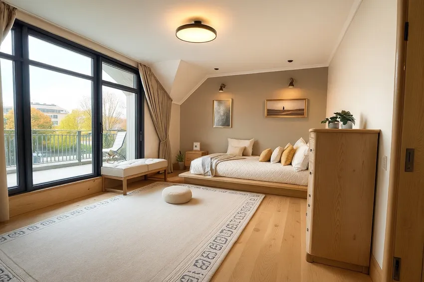 Schlafzimmer mit Balkon Möblierungsvorschlag