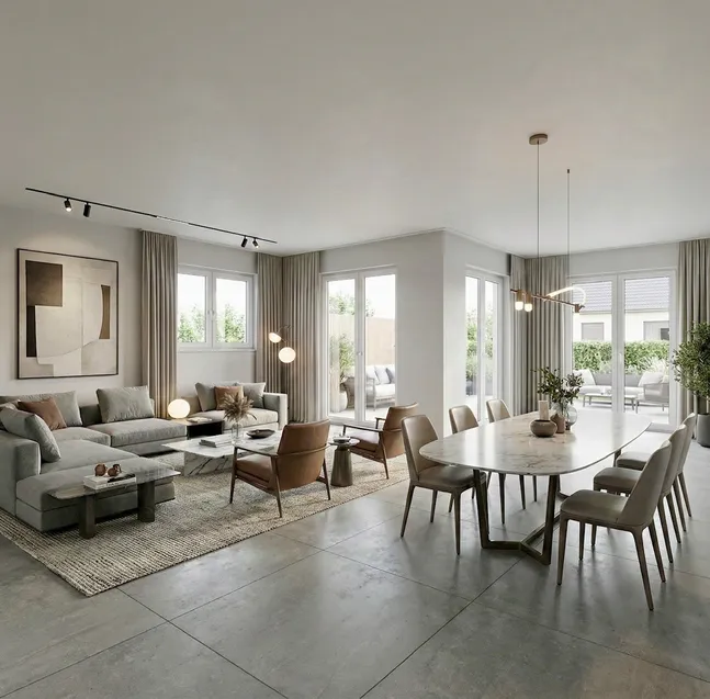 Wohn-Esszimmer visualisiert