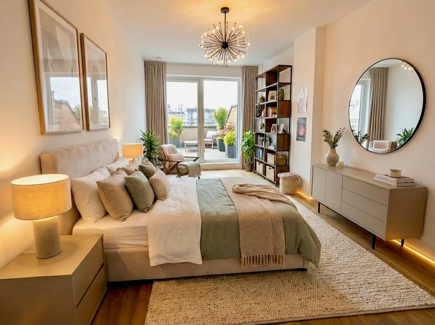 Schlafzimmer zur Dachterrasse visualisiert