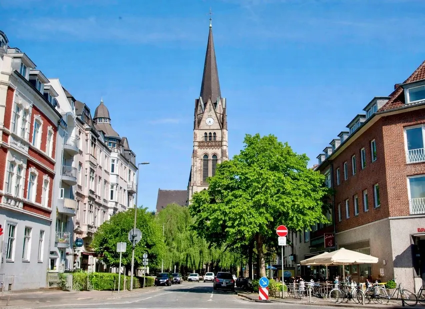 Kreuzviertel mit Blick auf die Kirche