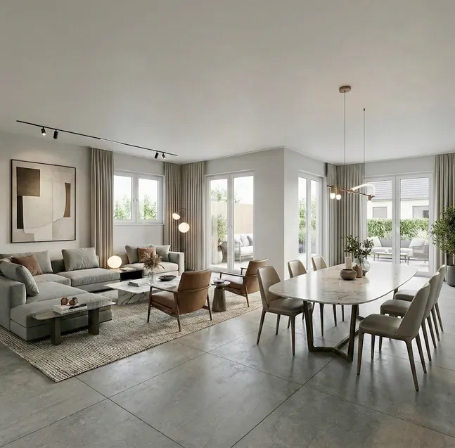 Wohn-Esszimmer mit KI visualisiert