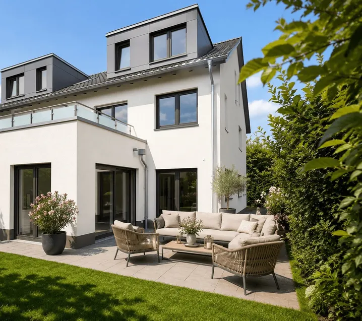 Terrasse mit visualisierter Möblierung