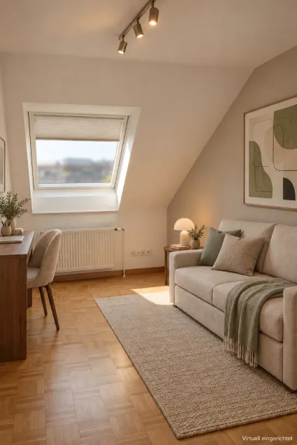 Gästezimmer oder Arbeitszimmer mit KI möbliert