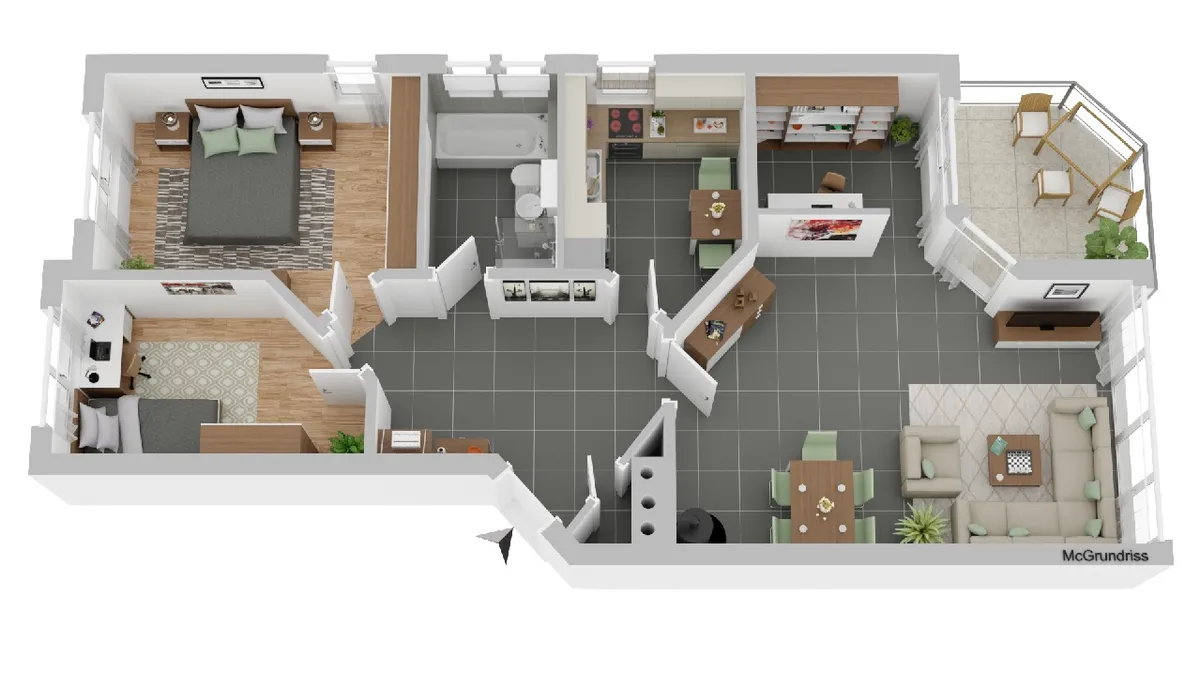 Wohnungsgrundriss 3-D Visualisierung