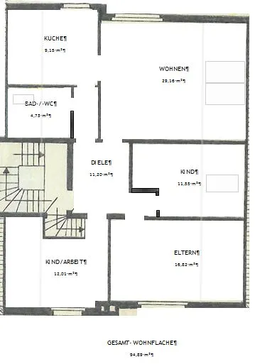 Keller mit 25 m² Nfl. für die EG Whg.