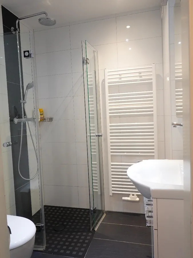 ...modernes Badezimmer mit Walk-In Dusche