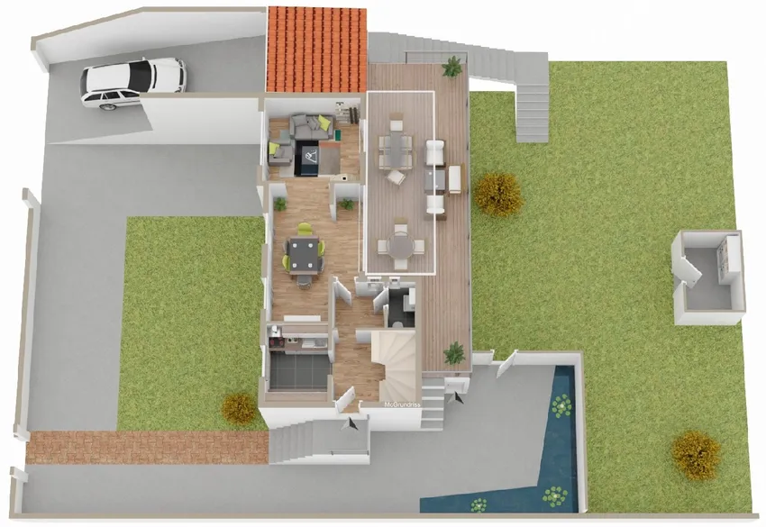 Erdgeschoss  und  Außenanlage