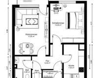 Grundriss - Wohnung mit Möblierung