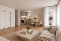 Wohnzimmer mit Küche