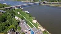 Blick aus der Luft Richtung Homberger Brücke