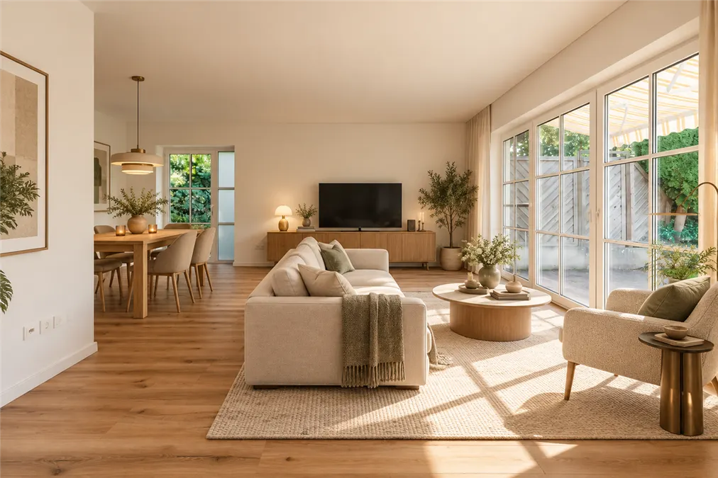 Wohnzimmer möbliert (KI)