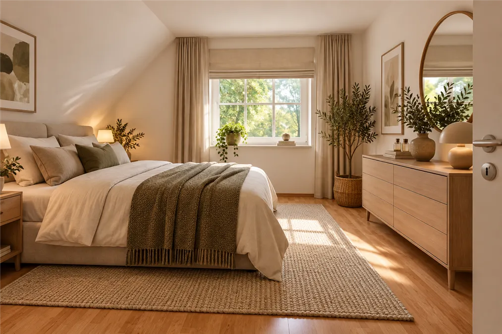 Schlafzimmer möbliert (KI)