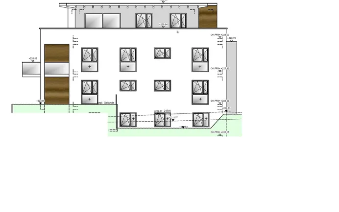 Gebäudeansicht mit Fenstern