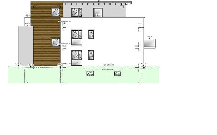 Hausansicht mit Fenstern