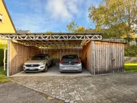 Doppelcarport mit Wallbox und Fahrradschuppen