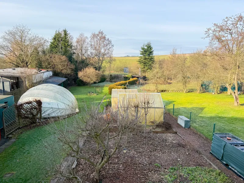 Gartenansicht mit Pool unter der Kuppel