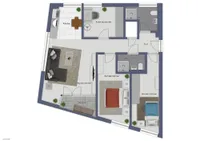 Grundriss 4 Zimmer mit zwei Bädern 