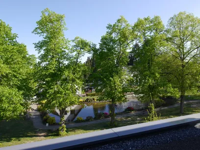 Blick vom Arbeitszimmer auf den Winterscheider Weiher