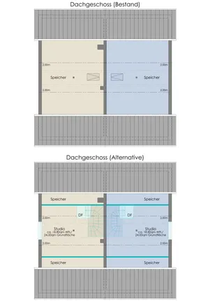 Grundriss Dachgeschoss mit Änderungsvorschlag