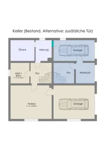Grundriss Untergeschoss mit Trennungsmöglichkeit