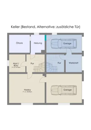 Grundriss Untergeschoss mit Trennungsmöglichkeit