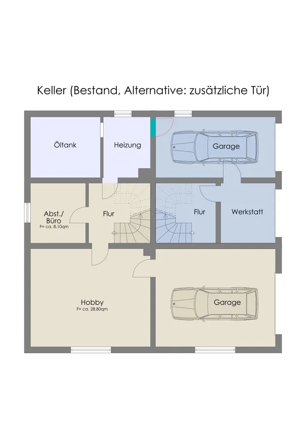 Grundriss Untergeschoss mit Trennungsmöglichkeit