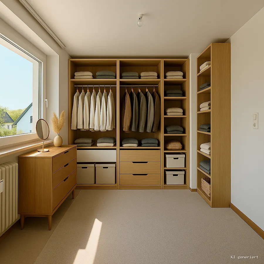 Haushälfte rechts mit möglicher Möblierung als Ankleidezimmer