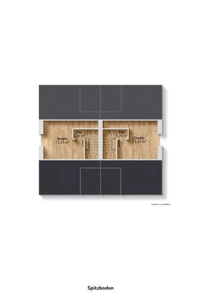 Grundriss: Spitzboden, tlw. ausgebaut 