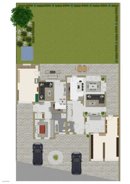 Erdgeschoss und Außenbereich