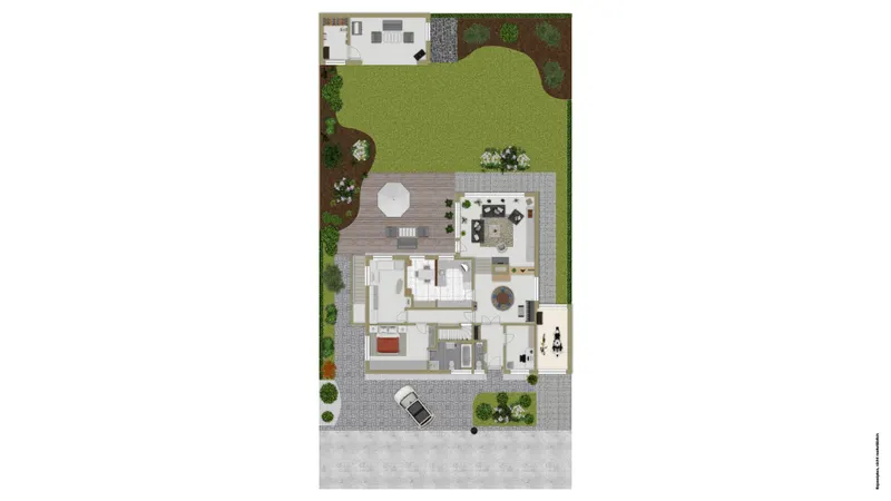 Erdgeschoss und Außenbereich