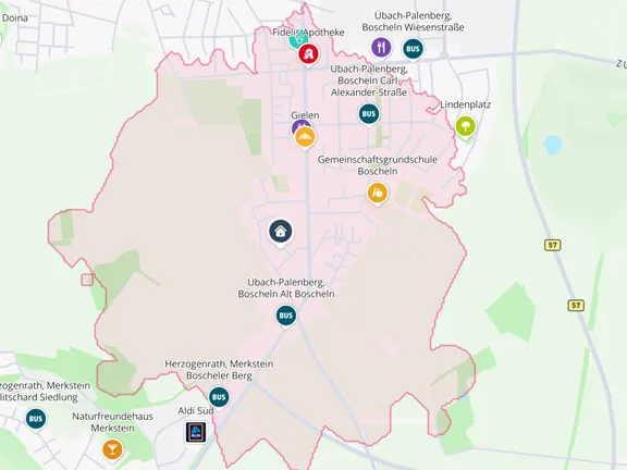 Lageplan Übersicht Fuß 15min