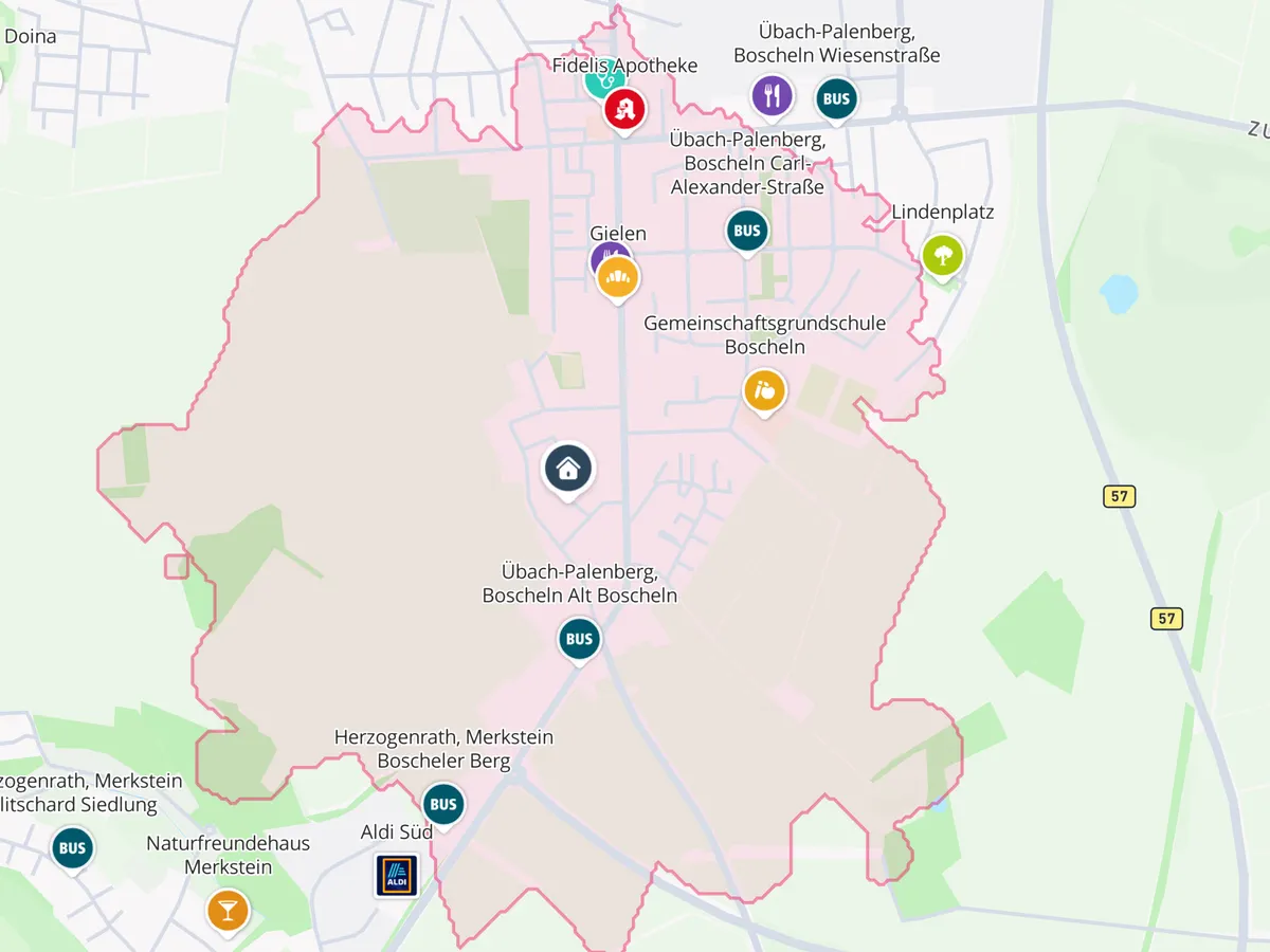 Lageplan Übersicht Fuß 15min