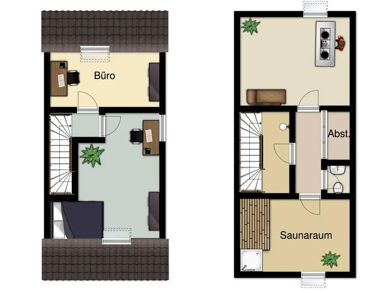 Grundriss Dach- und Kellergeschoss
