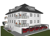 Straßenasicht mit Garagen