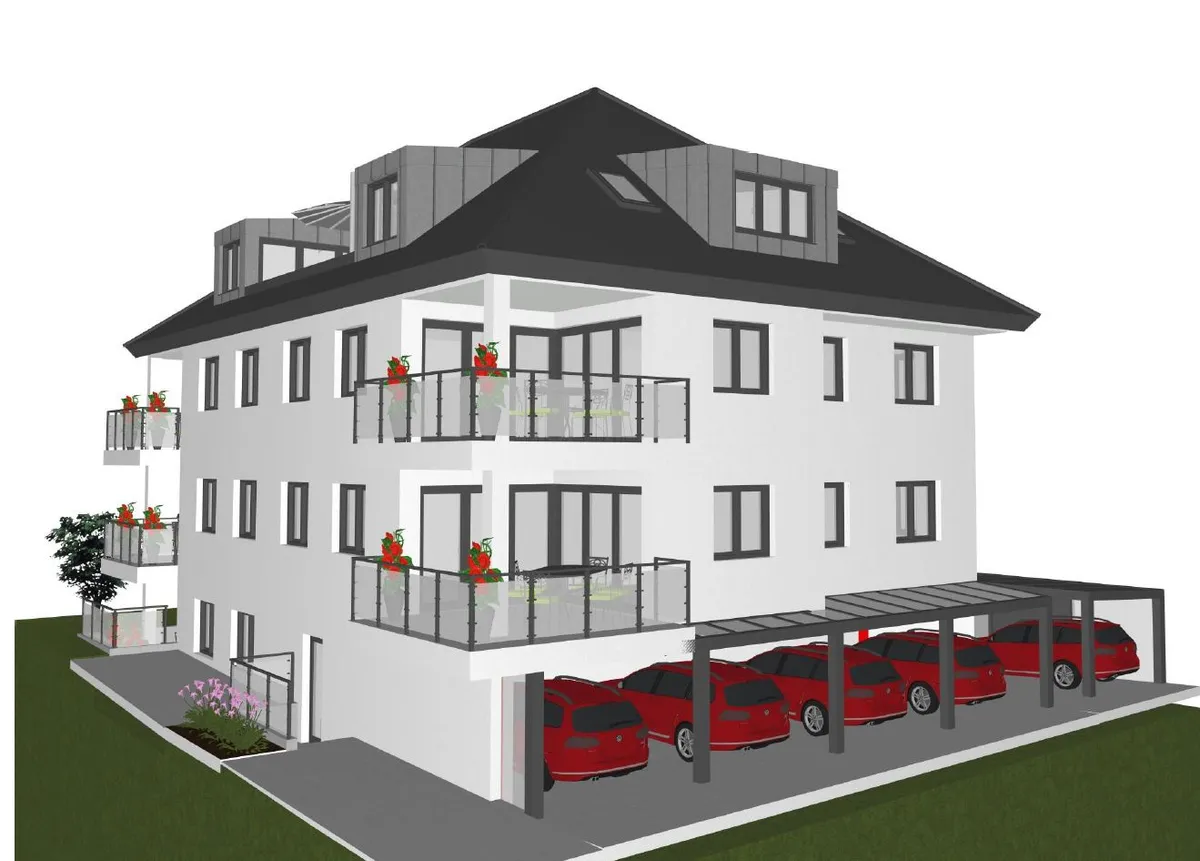 Straßenasicht mit Garagen