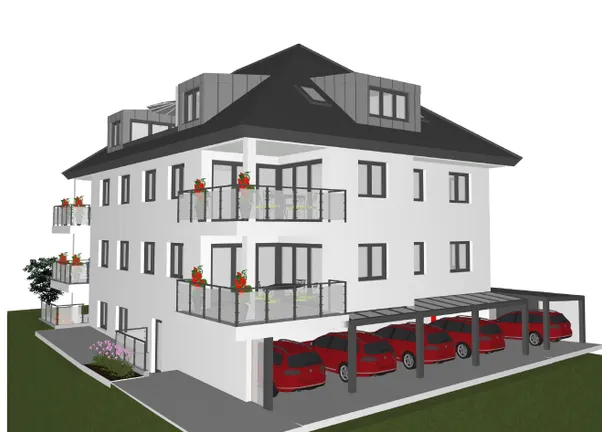 Straßenansicht mit Garagen